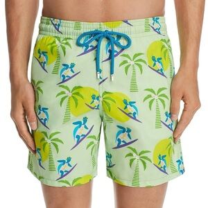 Vilebrequin Green Surf Print Swim Trunks
